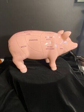 Vintage Ceramic Butcher Pig Figurine Pork Cuts Kitchen Décor Farmhouse Display